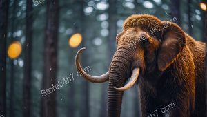 Majestic Prehistoric Mammoth Forest Scene