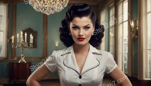 Classic Pin-Up Style Maid Portrait Elegance