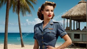 Tropical Beach Air Force Pin-Up Pose