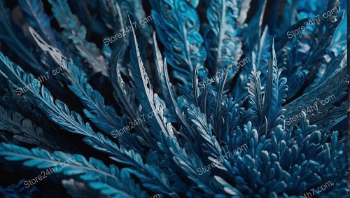 Azure Plumes in Surreal Botanical Cascade