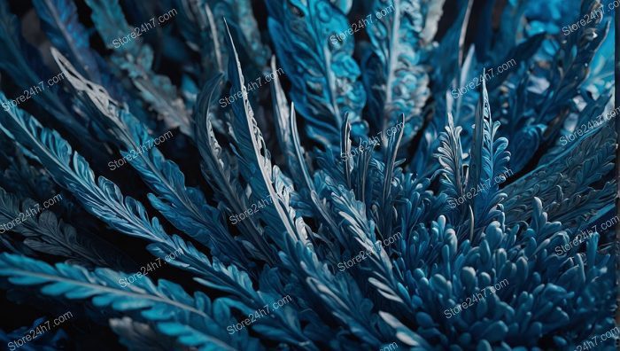 Azure Plumes in Surreal Botanical Cascade
