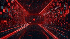 Red Cubes in Surreal Tunnel