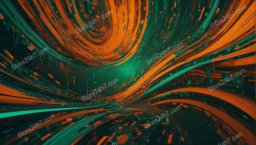 Emerald Swirls in Abstract Vortex
