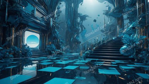 Surreal Aquatic Corridor Crystal Escape