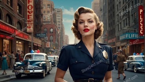 Retro Police Pin-Up in Classic USA