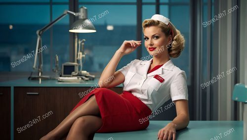 Classic 1940s Pin-Up Nurse Elegance