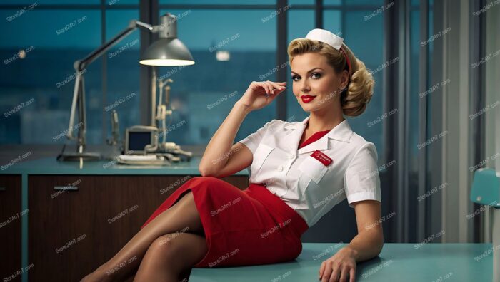 Classic 1940s Pin-Up Nurse Elegance