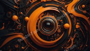 Mechanical Eye in Orange Vortex