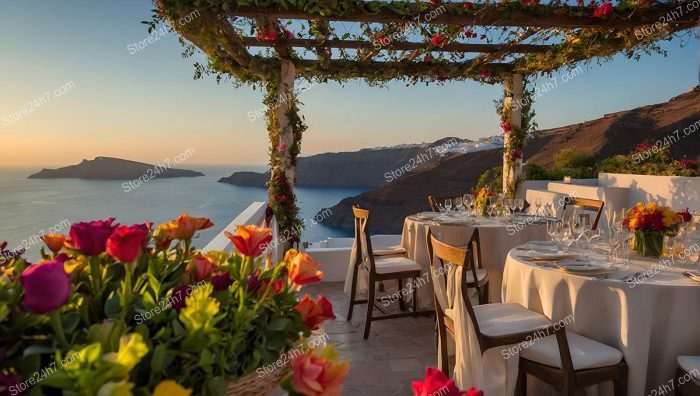 Cliffside Sunset Floral Catering View