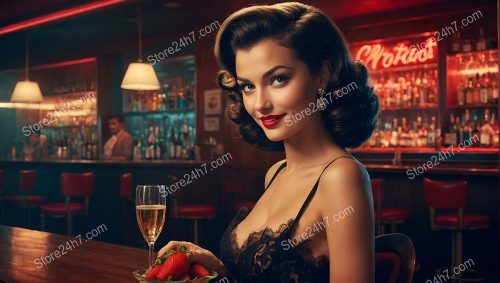 Classic Pin-Up Girl Enjoying Bar Elegance