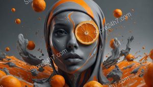 Citrus Fusion Surreal Woman Portrait
