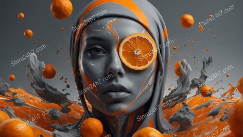 Citrus Fusion Surreal Woman Portrait