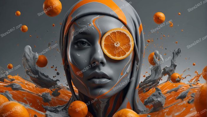 Citrus Fusion Surreal Woman Portrait