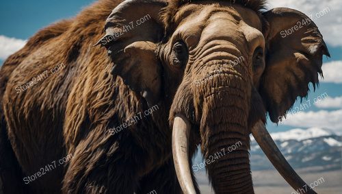 Mammoth Portrait Against Mountain Backdrop