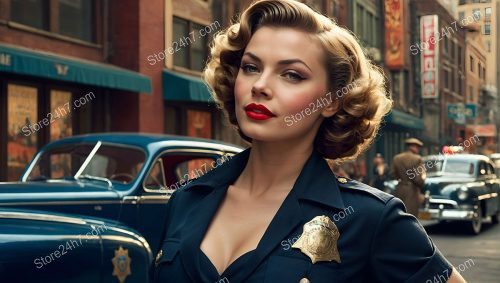Retro Police Pin-Up Captures Timeless Elegance