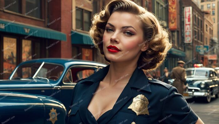 Retro Police Pin-Up Captures Timeless Elegance