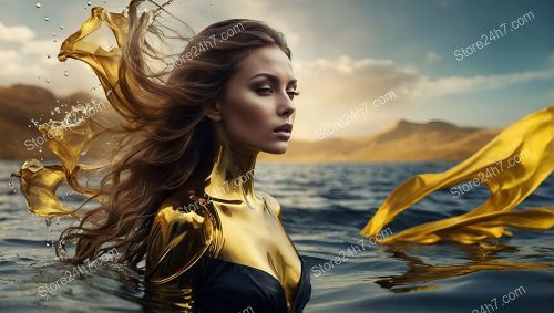 Golden Dress Serenity Water Embrace