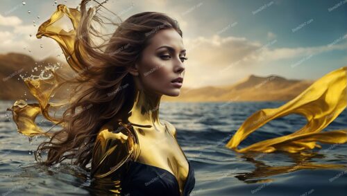 Golden Dress Serenity Water Embrace