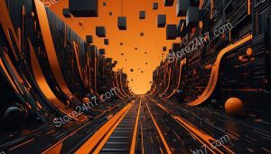 Orange Digital Abyss Surreal Gateway