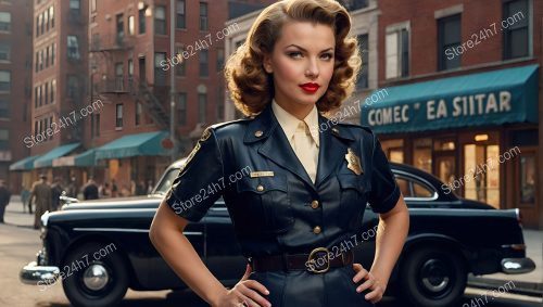 Classic American Police Pin-Up Officer Portrait