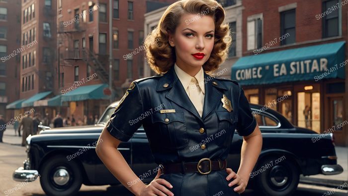 Classic American Police Pin-Up Officer Portrait