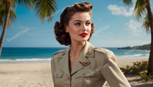 Seaside Glamour: Wartime Pin-Up in Olive Drab