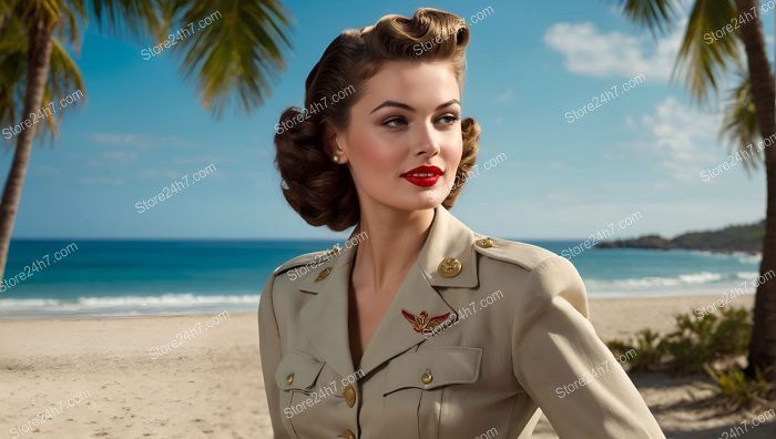 Seaside Glamour: Wartime Pin-Up in Olive Drab