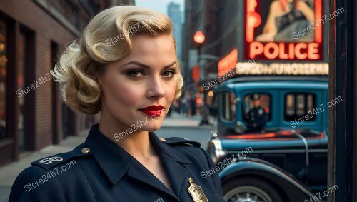 Vintage Police Pin-Up Style Portrait