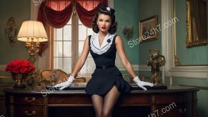 Vintage Elegance in Classic Pin-Up Pose