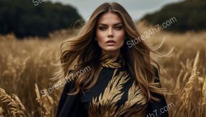 Autumnal Golden Dress Elegance Editorial