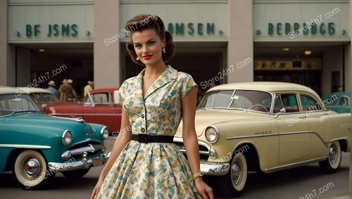Retro Pin-Up with Classic Car