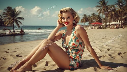 Beachside Floral Pin-Up Vintage Charm