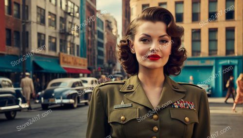 Vintage Army Pin-Up in the Military Uniform