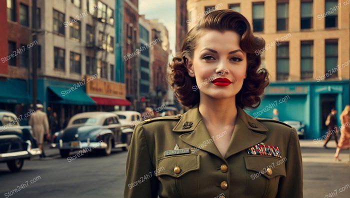 Vintage Army Pin-Up in the Military Uniform