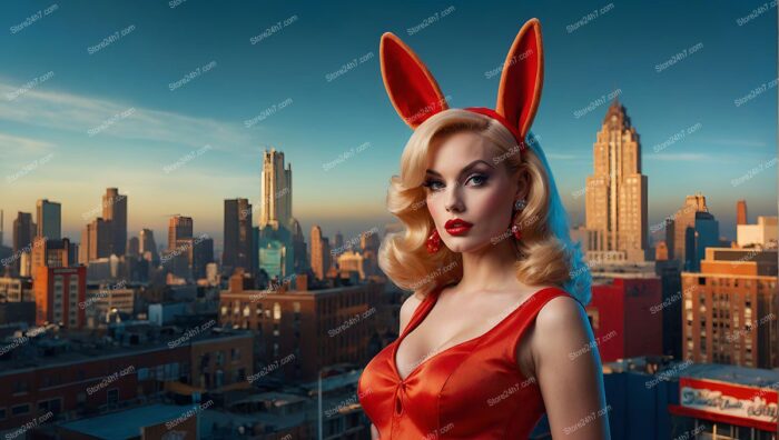 Urban Skyline Retro Pin-Up Appeal