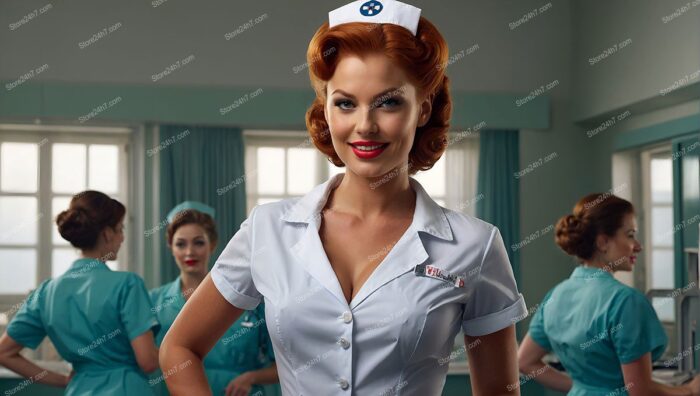 Fiery Redhead Pin-Up Nurse