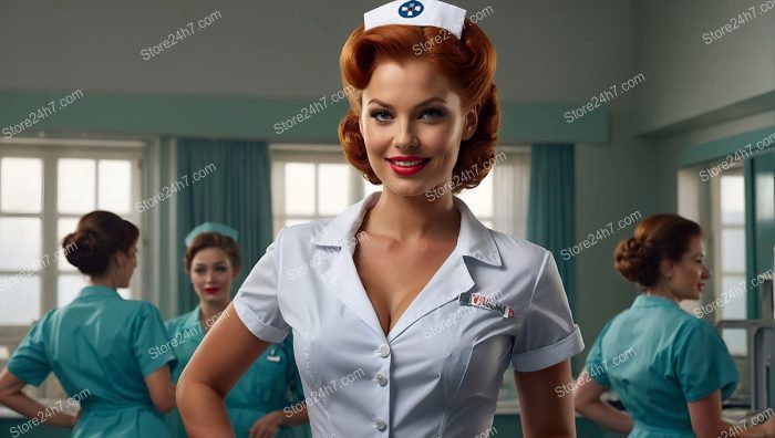 Fiery Redhead Pin-Up Nurse