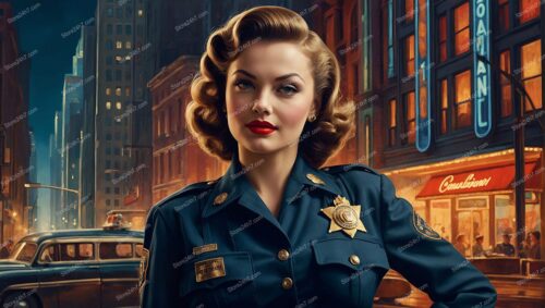 Nostalgic Police Pin-Up Elegance