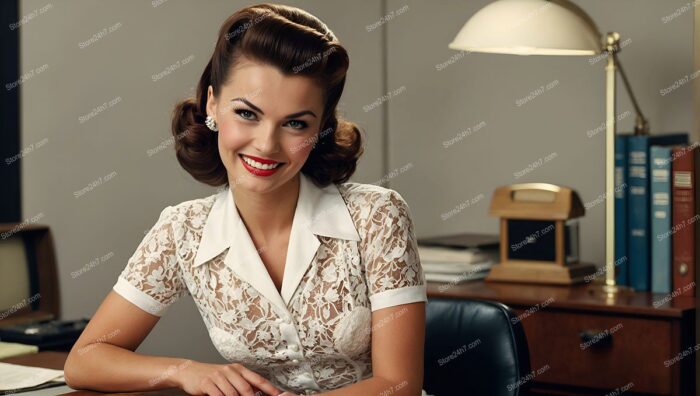 Mid-20th Century Pin-Up Style Secretary