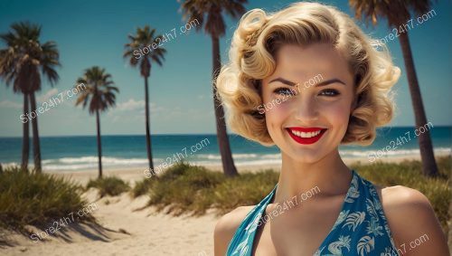 Sunlit Retro Pin-Up Beach Glamour