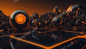 Mechanical Orbs Abstract Network Visualization