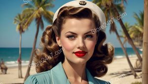Vintage Seaside Navy Pin-Up Beauty