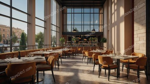 Modern Sunlit Spacious Restaurant Interior