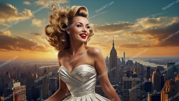 Sunset Radiance: Classic Pin-Up Girl Charm