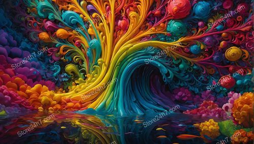 Vibrant Surreal Floral Whirlpool Abstract