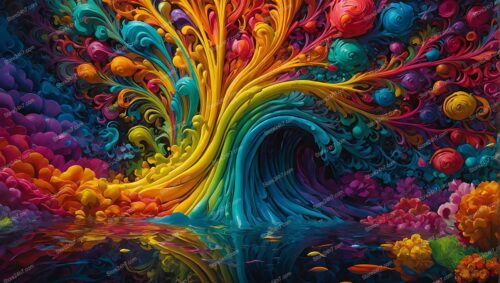 Vibrant Surreal Floral Whirlpool Abstract