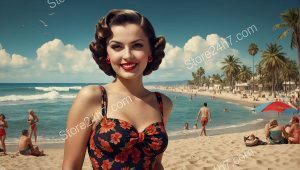 Retro Floral Pin-Up Beach Day