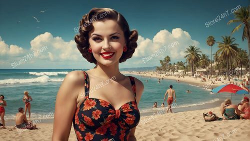 Retro Floral Pin-Up Beach Day