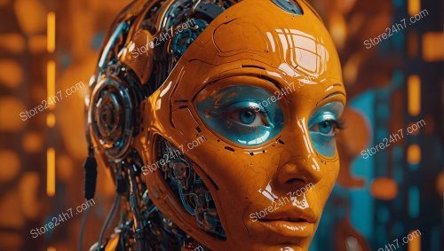 Futuristic Orange Cyborg Portrait