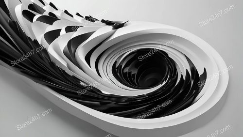 Abstract Monochrome Vortex Whirlpool Art